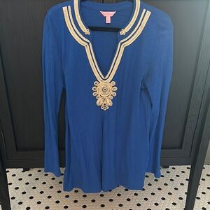 Blue and Gold Embellished Women's Top